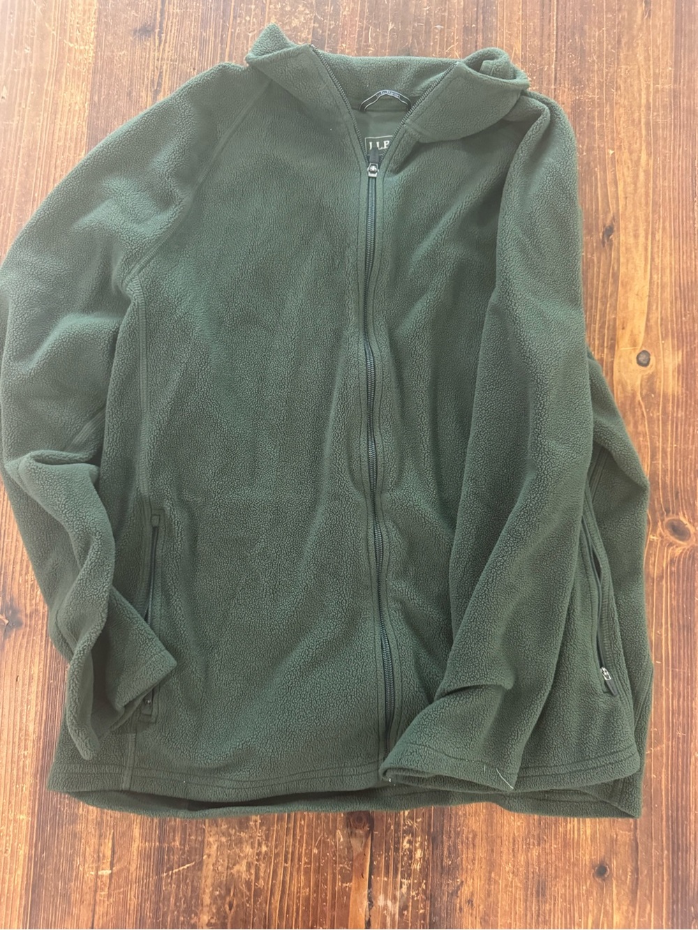 L.L. Bean Men's Dark Green Full-Zip Hooded Fleece Jacket